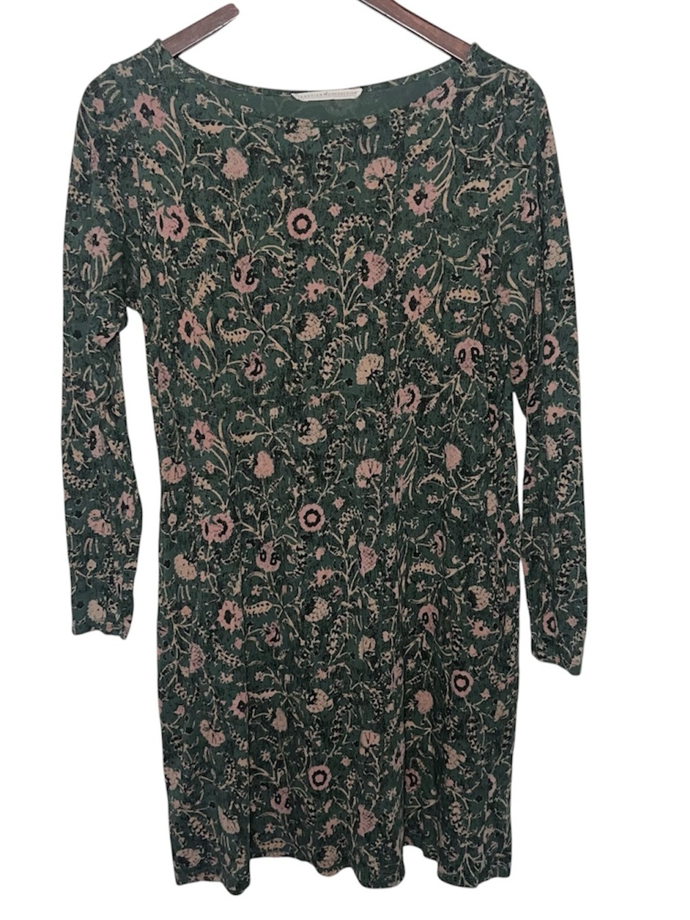 Peruvian Connection Orla Green Floral Women’s Dress Small Cotton Modal